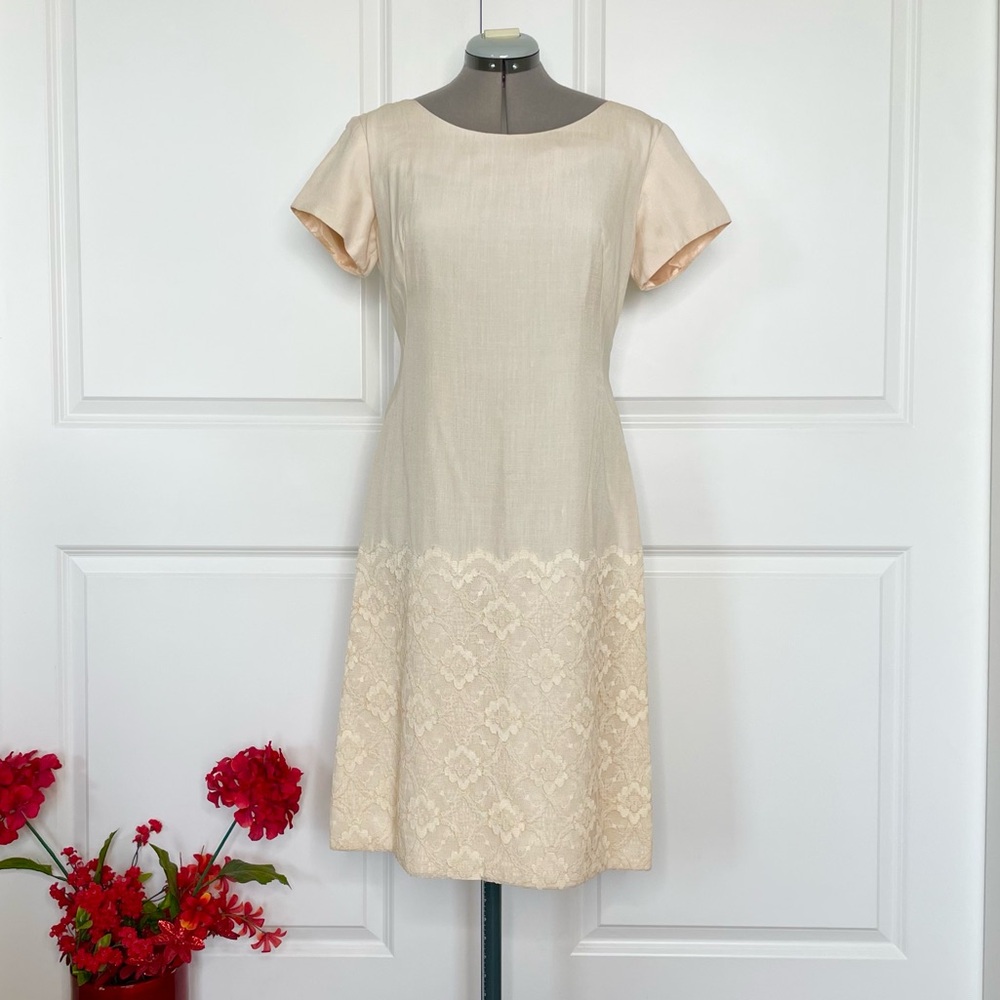 Vintage Linen Lace Two Piece Dress Suit